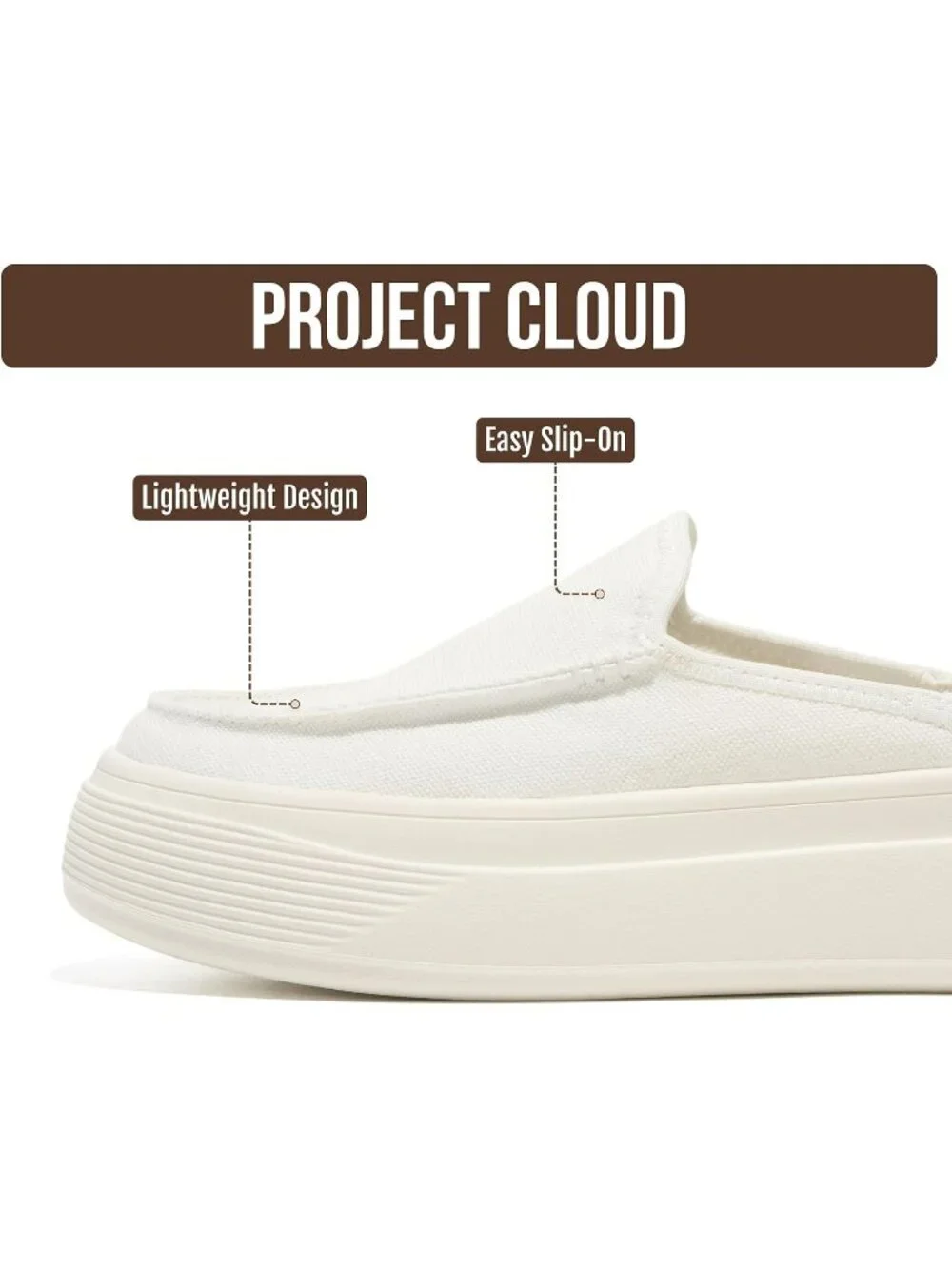 Women's Off White Canvas Rubber Sole Clogs & Mules Non-Slip Loafers Shoes